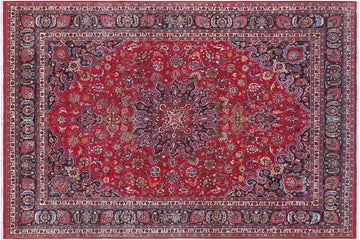 handmade Traditional Kashan Red Blue Hand Knotted RECTANGLE 100% Wool Pile area rug 10x13